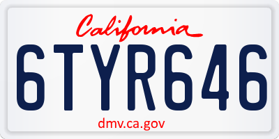 CA license plate 6TYR646