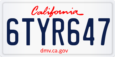 CA license plate 6TYR647