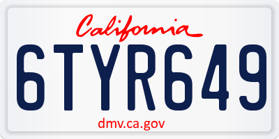 CA license plate 6TYR649