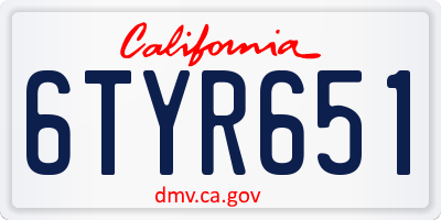 CA license plate 6TYR651