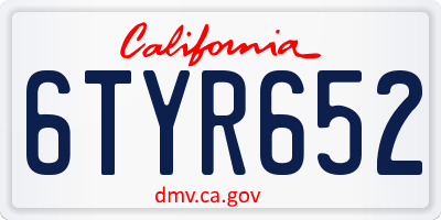 CA license plate 6TYR652