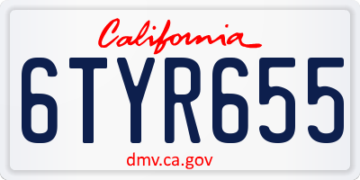 CA license plate 6TYR655