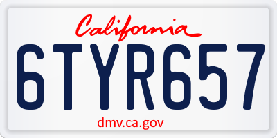 CA license plate 6TYR657