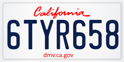 CA license plate 6TYR658