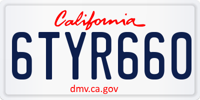 CA license plate 6TYR660