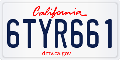 CA license plate 6TYR661