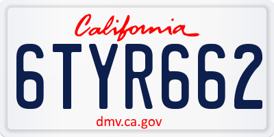 CA license plate 6TYR662