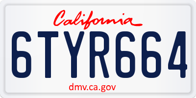 CA license plate 6TYR664