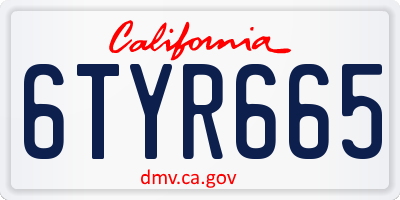 CA license plate 6TYR665