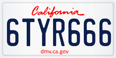 CA license plate 6TYR666