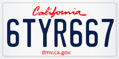 CA license plate 6TYR667