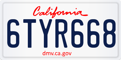 CA license plate 6TYR668