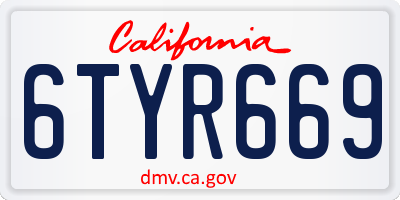 CA license plate 6TYR669