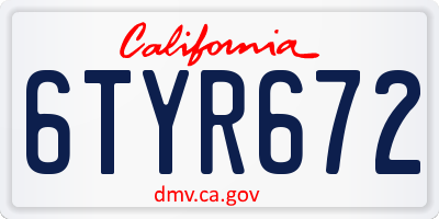 CA license plate 6TYR672