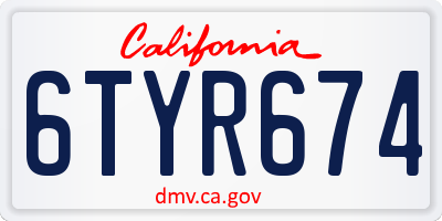 CA license plate 6TYR674