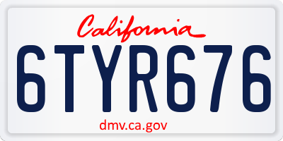 CA license plate 6TYR676