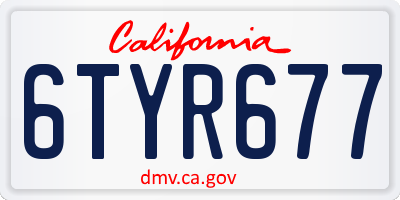 CA license plate 6TYR677
