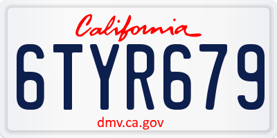 CA license plate 6TYR679
