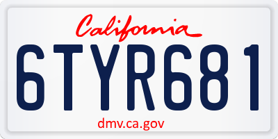 CA license plate 6TYR681