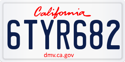 CA license plate 6TYR682