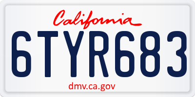 CA license plate 6TYR683