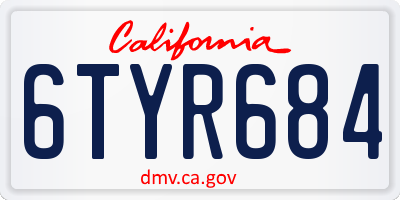 CA license plate 6TYR684