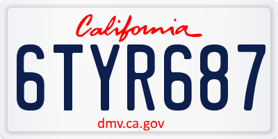 CA license plate 6TYR687