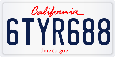 CA license plate 6TYR688