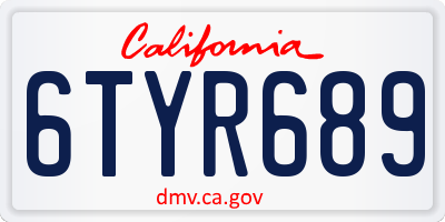 CA license plate 6TYR689