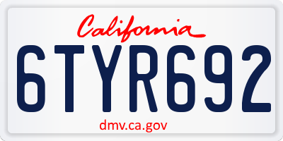 CA license plate 6TYR692