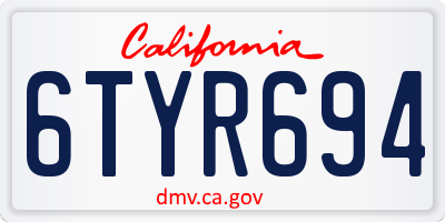 CA license plate 6TYR694
