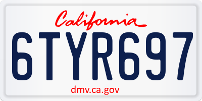 CA license plate 6TYR697