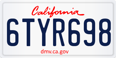 CA license plate 6TYR698