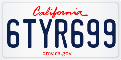 CA license plate 6TYR699