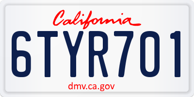 CA license plate 6TYR701