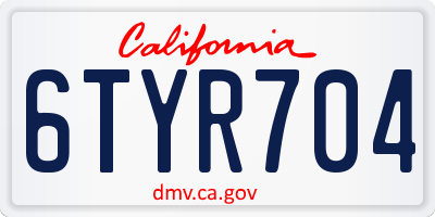 CA license plate 6TYR704