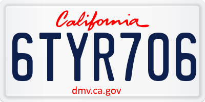 CA license plate 6TYR706