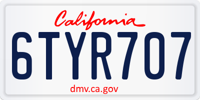 CA license plate 6TYR707