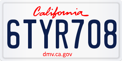CA license plate 6TYR708