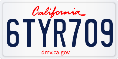 CA license plate 6TYR709