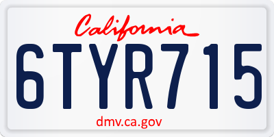 CA license plate 6TYR715