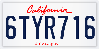 CA license plate 6TYR716