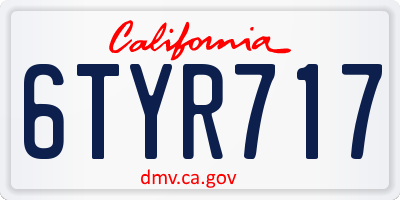 CA license plate 6TYR717