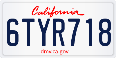 CA license plate 6TYR718