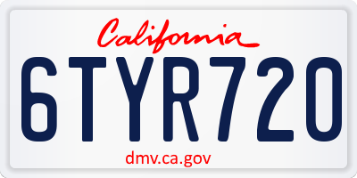 CA license plate 6TYR720
