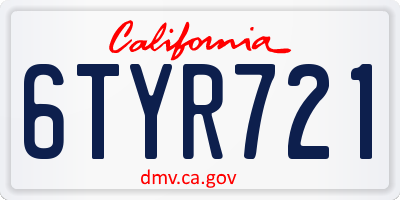 CA license plate 6TYR721