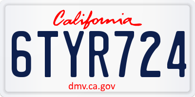 CA license plate 6TYR724