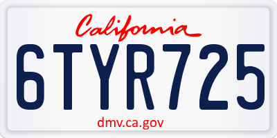 CA license plate 6TYR725