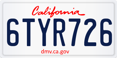 CA license plate 6TYR726
