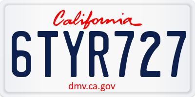 CA license plate 6TYR727